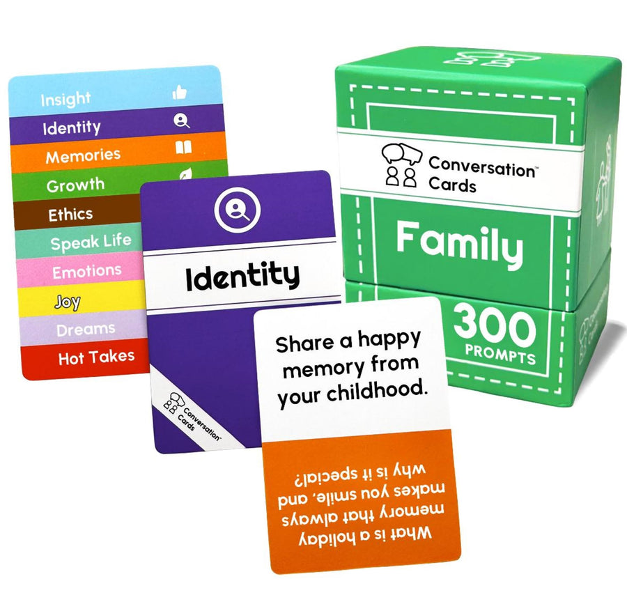 Conversation Starter Cards, Deep Connection & Open-Ended Questions for Families, Friends & Kids (150 Cards, 300 Prompts)