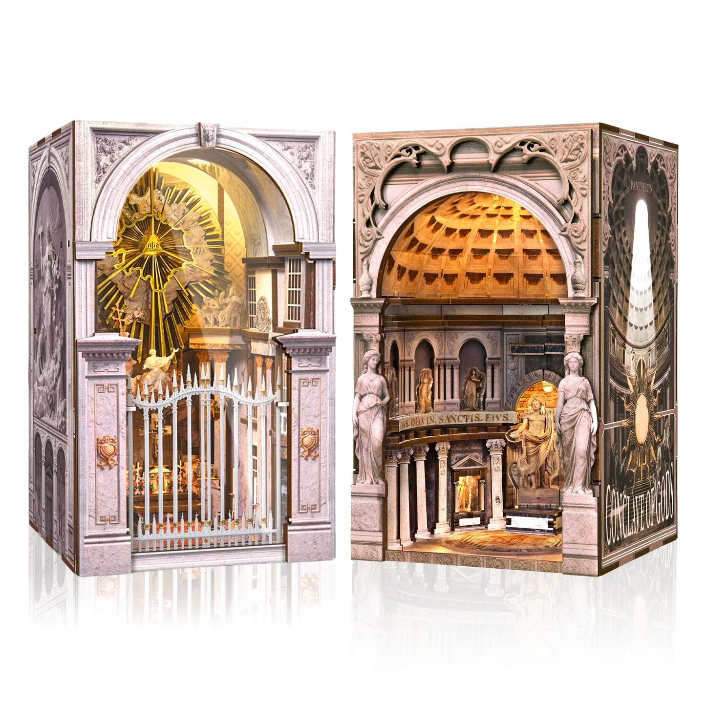 DIY Book Nook Miniature House Kit, Church Style 3D Wooden Dollhouse Model for Shelf Display and Home Decor