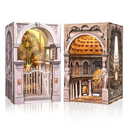 DIY Book Nook Miniature House Kit, Church Style 3D Wooden Dollhouse Model for Shelf Display and Home Decor