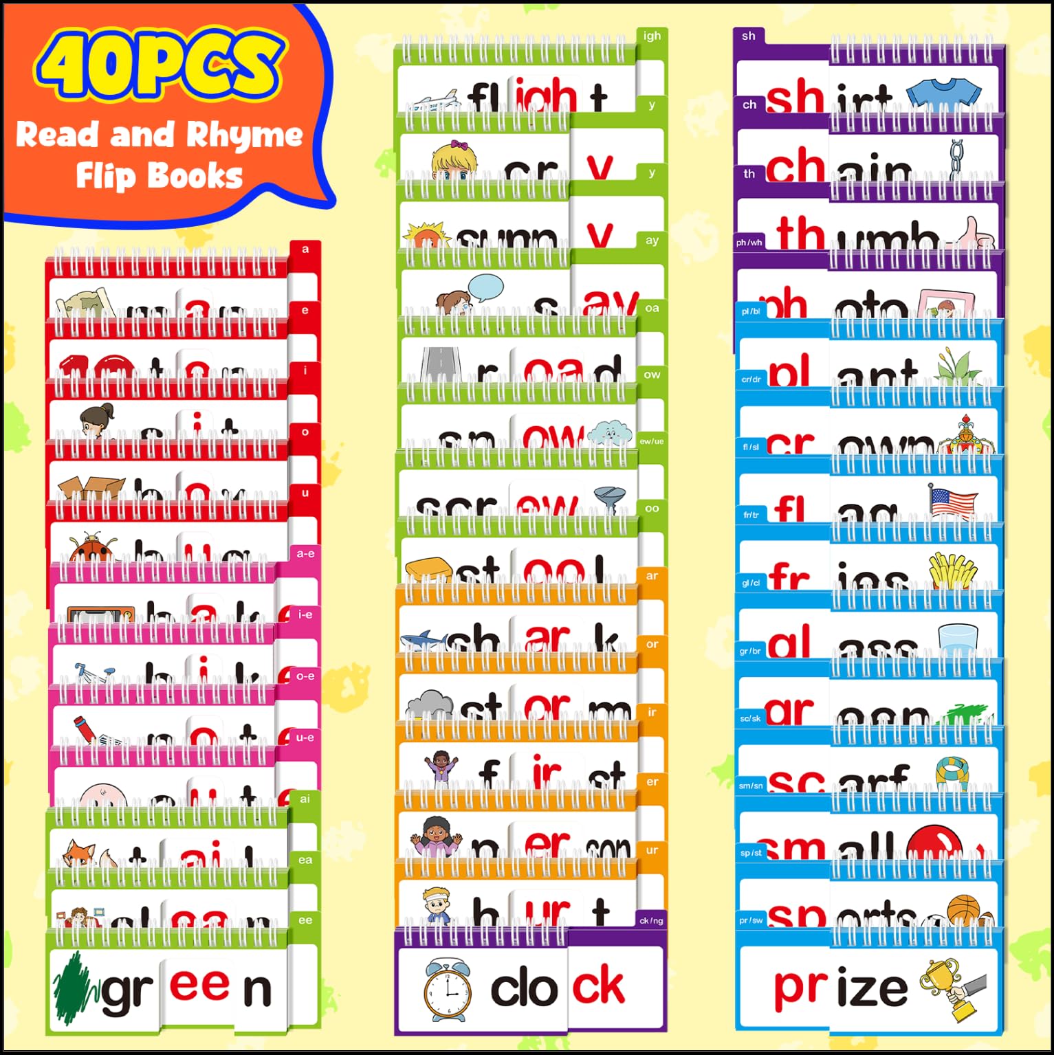 Phonics Word Family Flip Book & Flash Cards for Kids Ages 3–8