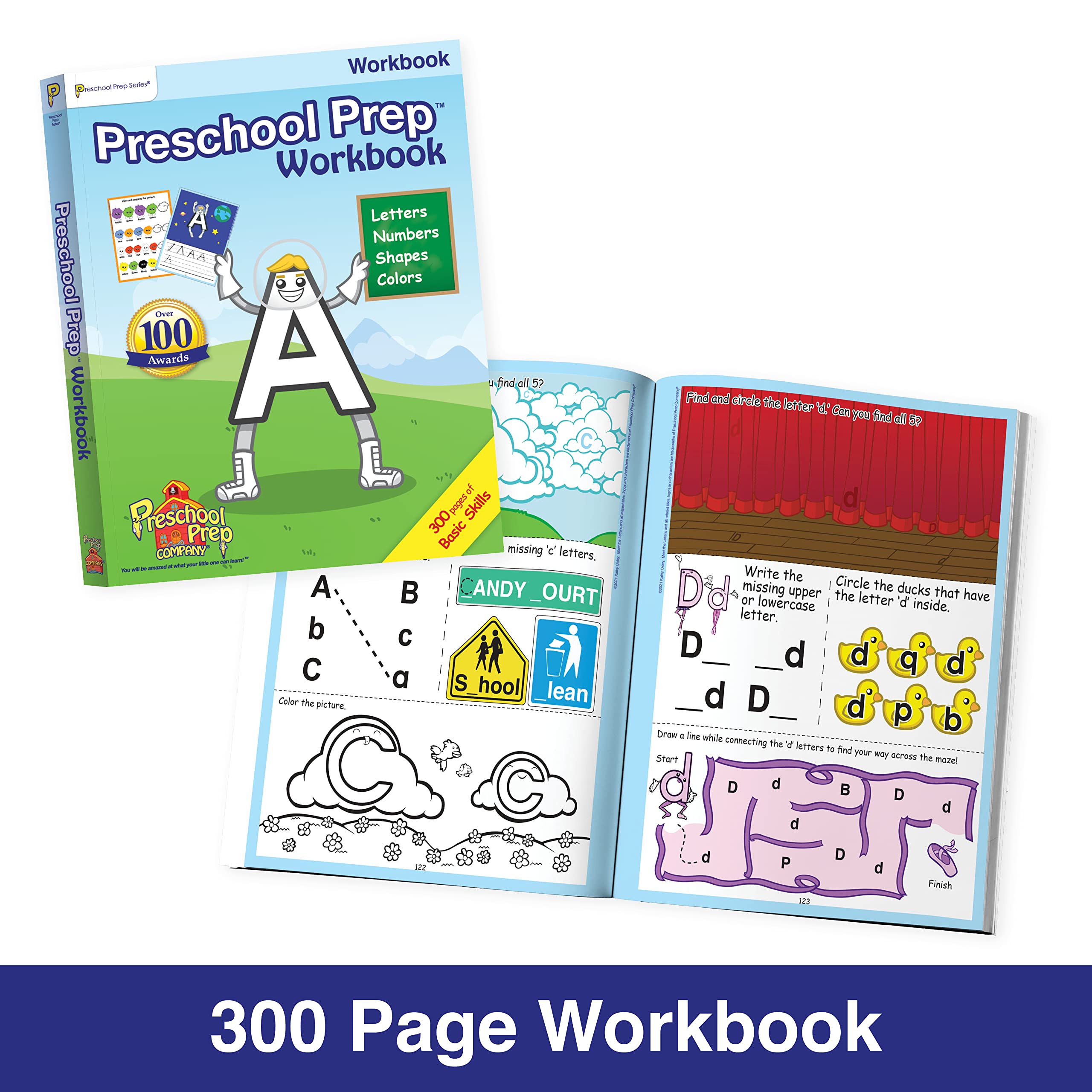 Preschool Prep Learning Pack, Letters Numbers Shapes & Colors Activity Set for Kids Early Learning Skills