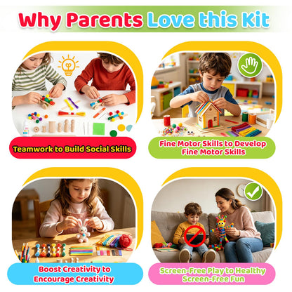 Arts & Crafts Kit for Kids, Creative DIY Supply Box for Art Projects, Craft Materials Set with Storage for Ages 4–12