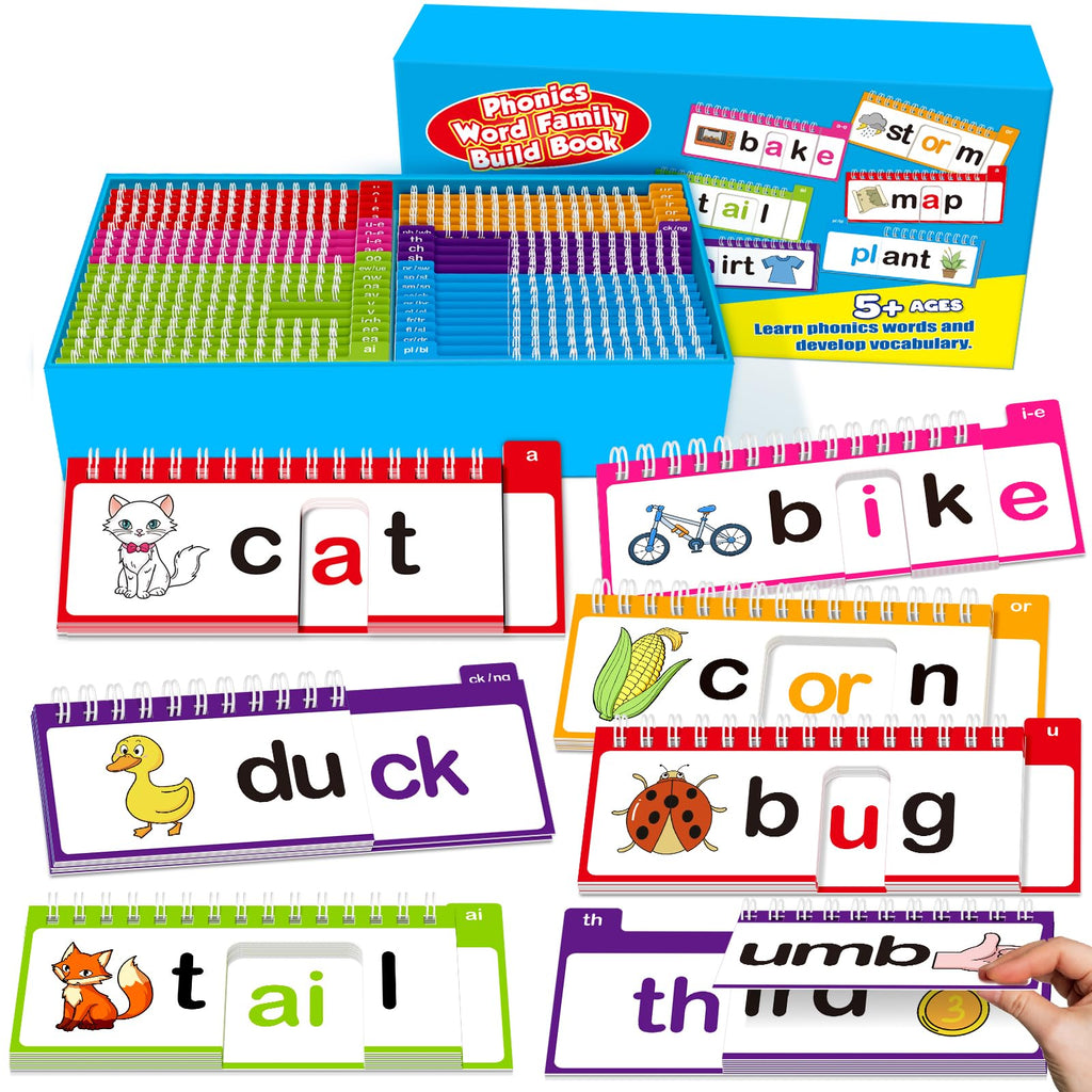 Phonics Word Family Flip Book & Flash Cards for Kids Ages 3–8