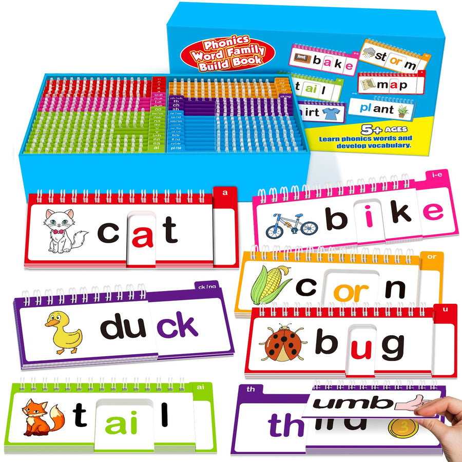 Phonics Word Family Flip Book & Flash Cards for Kids Ages 3–8