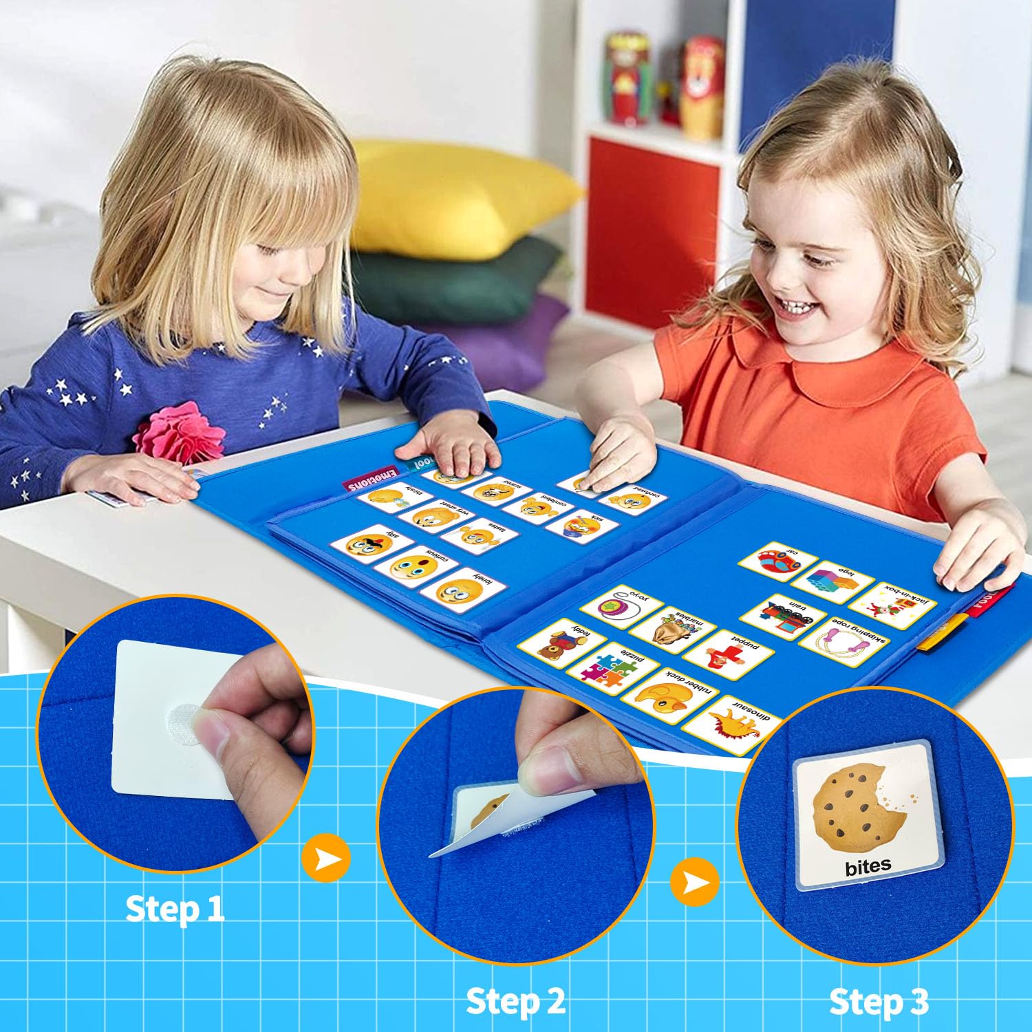 Visual Communication Board for Kids, Nonverbal Speech Therapy & Autism Learning Cue Cards