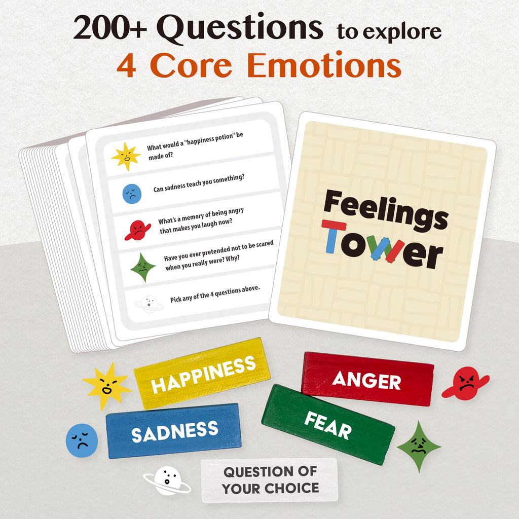 Emotion Regulation Therapy Stacking Blocks Game for Kids & Teens, CBT Cards Social Skills Set
