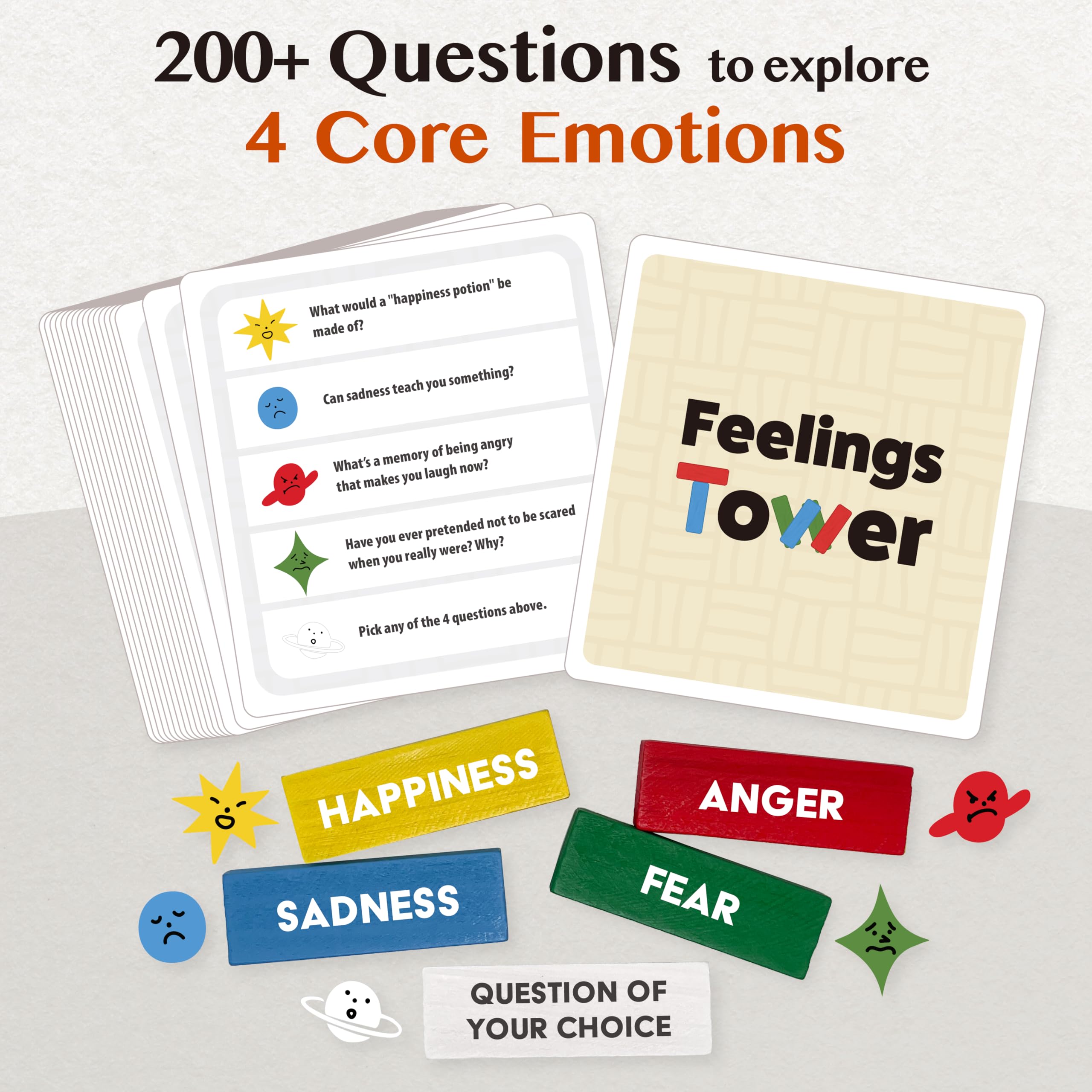 Emotion Regulation Therapy Stacking Blocks Game for Kids & Teens, CBT Cards Social Skills Set