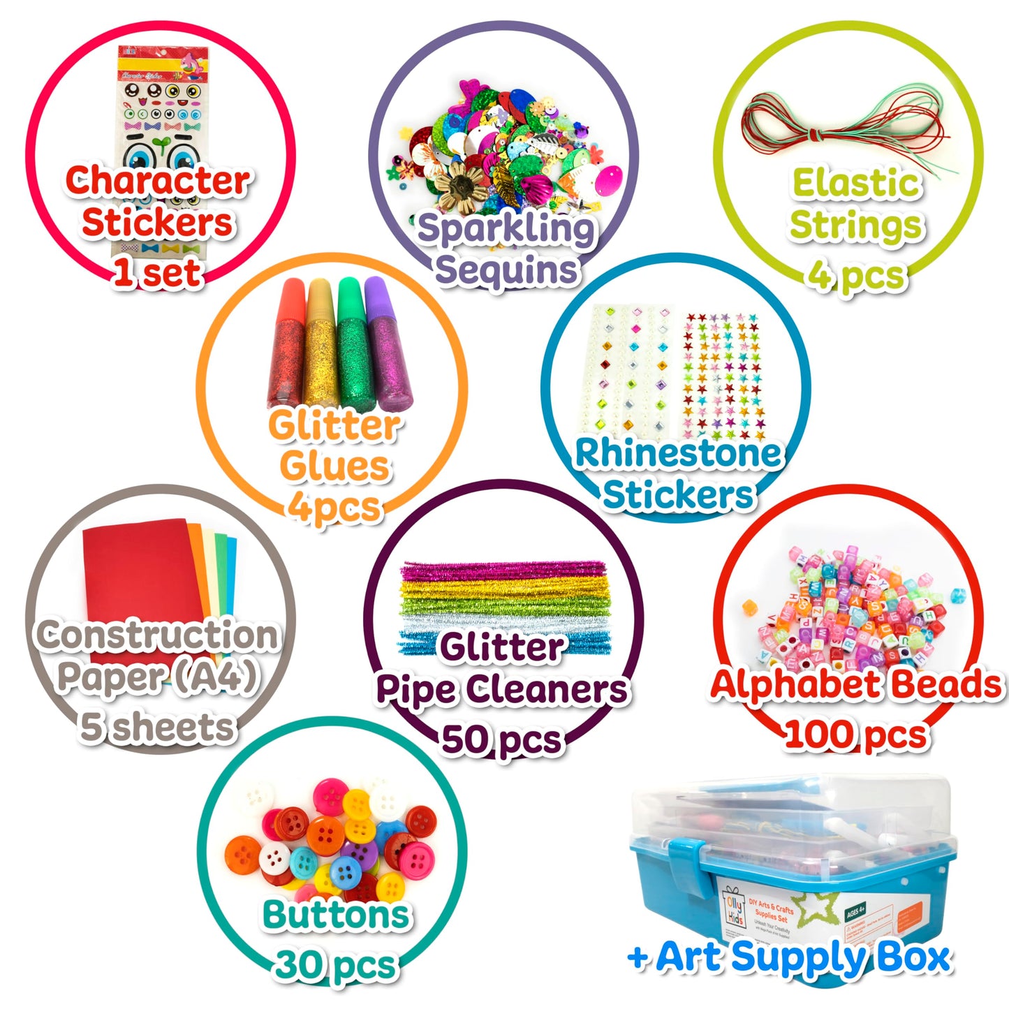 Kids Arts & Crafts Supplies Kit, 1000+ Pieces Creative DIY Art Set with Storage for Painting, Crafting & Learning Activities