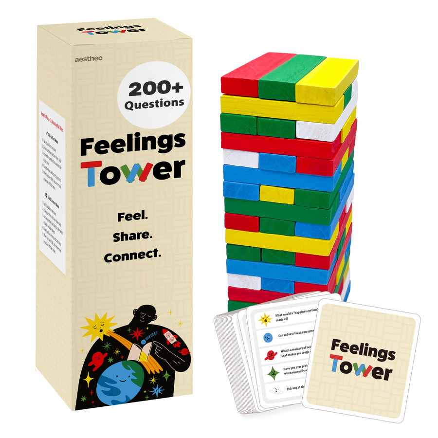 Emotion Regulation Therapy Stacking Blocks Game for Kids & Teens, CBT Cards Social Skills Set