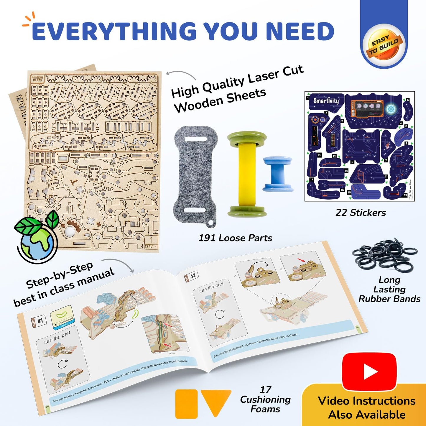 DIY Robotic Mechanical Hand STEM Engineering Kit for Kids Ages 8–14