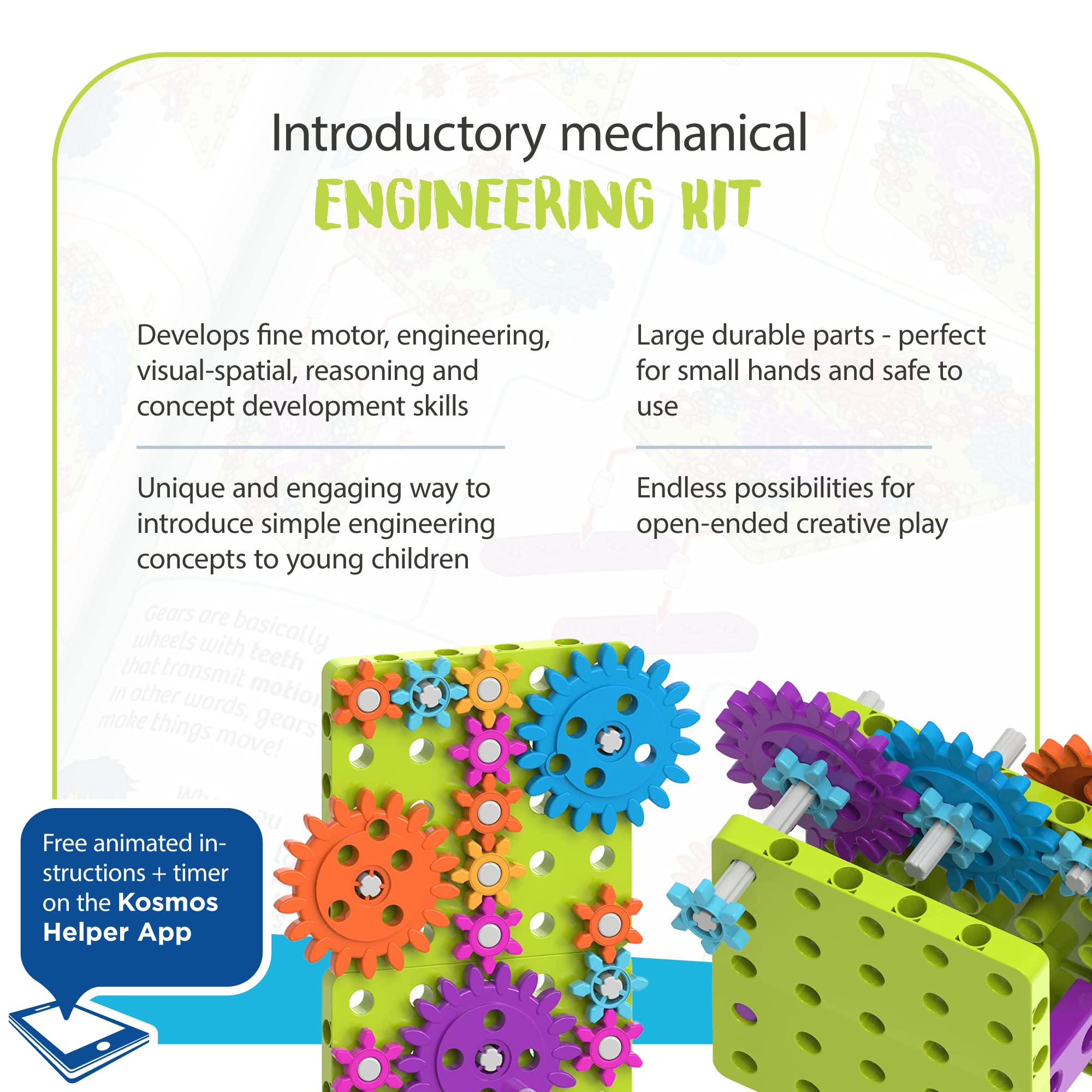 Kids First Gears STEM Building Kit, Mechanical Engineering Toy for Ages 3+