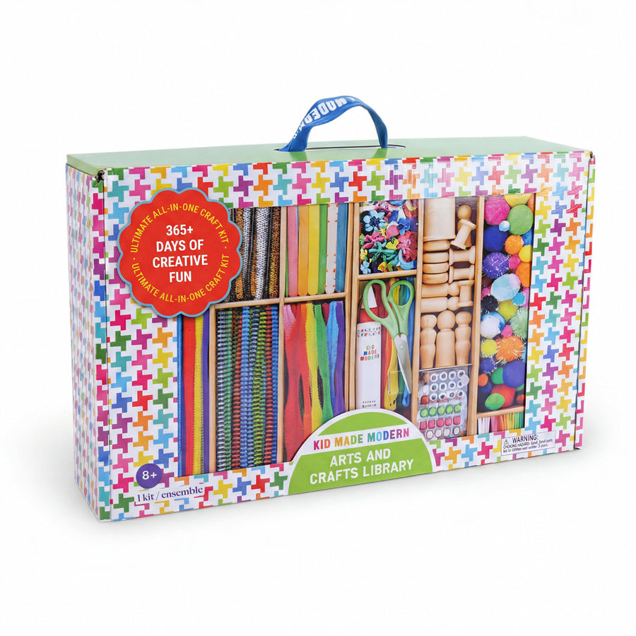 Arts & Crafts Kit for Kids, Creative DIY Supply Box for Art Projects, Craft Materials Set with Storage for Ages 4–12