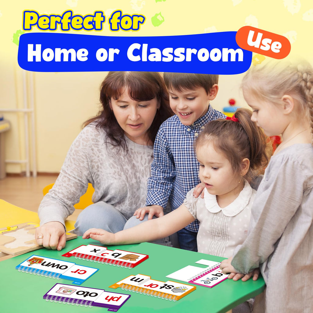 Phonics Word Family Flip Book & Flash Cards for Kids Ages 3–8