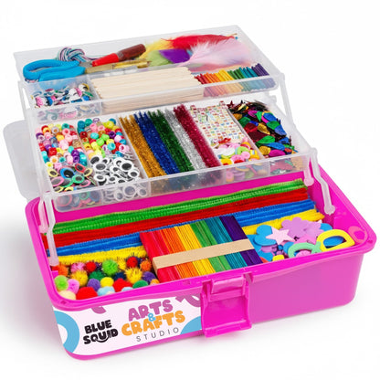 Arts & Crafts Supply Box, 2800+ Pieces Deluxe Creative DIY Craft Kit with Storage Drawers for Kids Ages 4–12