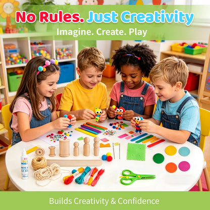 Arts & Crafts Kit for Kids, Creative DIY Supply Box for Art Projects, Craft Materials Set with Storage for Ages 4–12