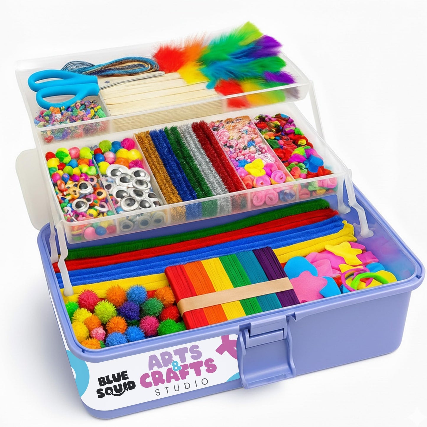 Arts & Crafts Supply Box, 2800+ Pieces Deluxe Creative DIY Craft Kit with Storage Drawers for Kids Ages 4–12