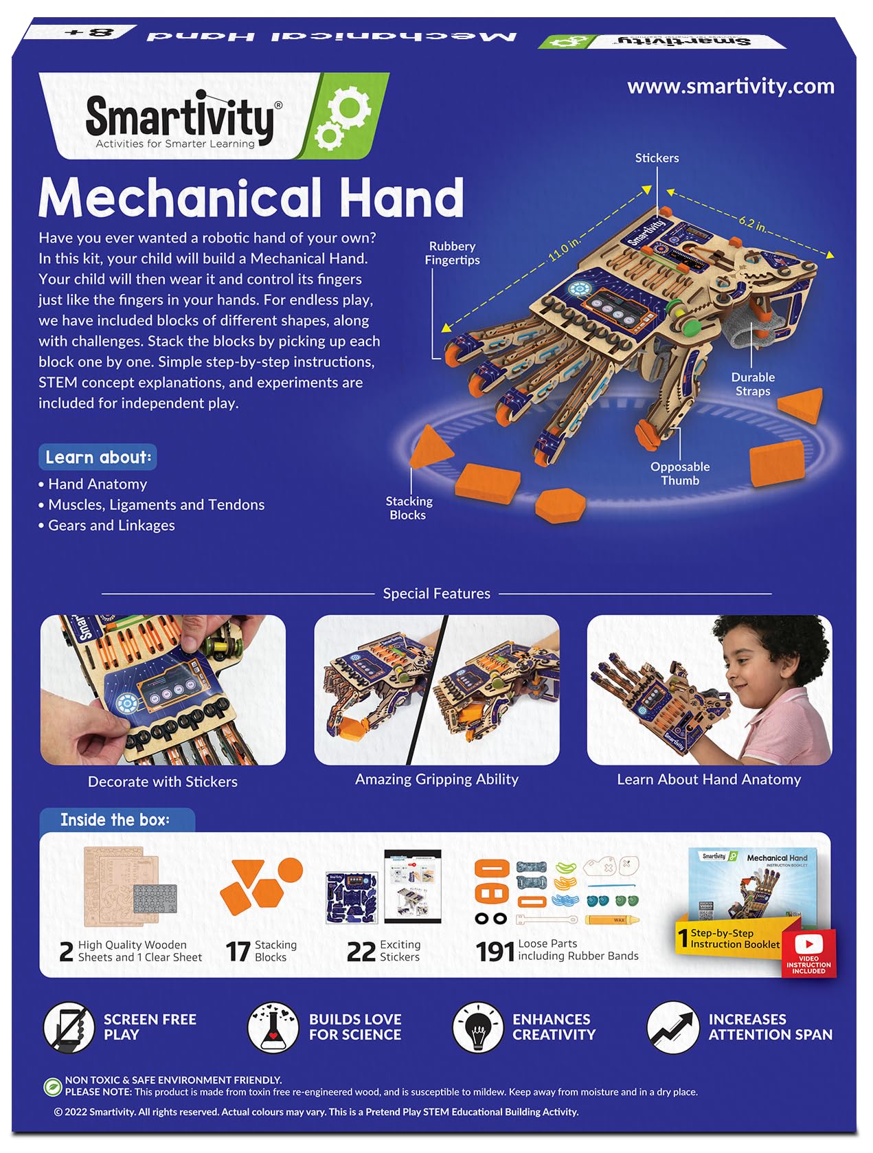 DIY Robotic Mechanical Hand STEM Engineering Kit for Kids Ages 8–14
