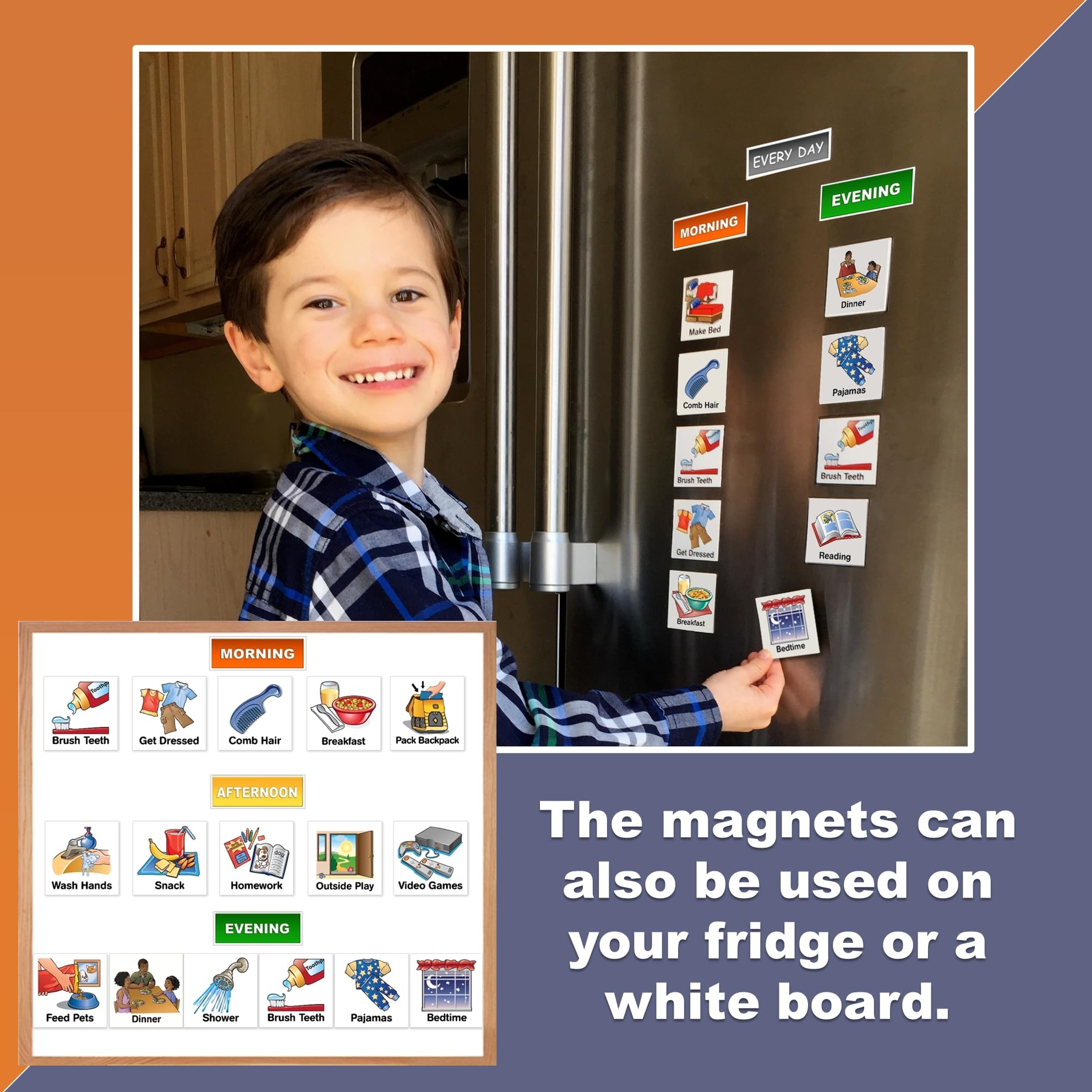 Magnetic Visual Schedule Board for Kids, Daily Routine & Reward Chart System with Dry Erase Planner for Home & Classroom