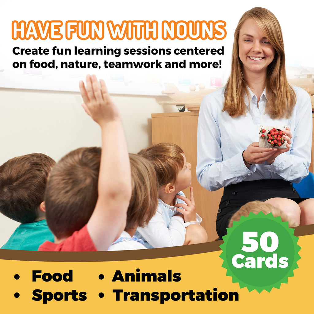 Noun Vocabulary Flash Cards for Kids, ESL Speech Therapy & Preschool Learning Set (300 Photo Cards)