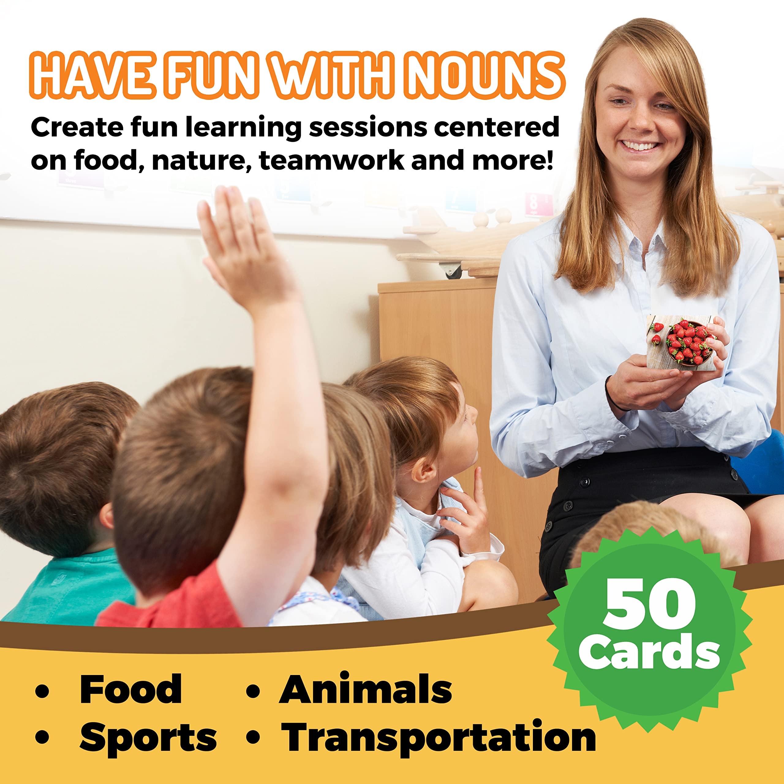 Noun Vocabulary Flash Cards for Kids, ESL Speech Therapy & Preschool Learning Set (300 Photo Cards)