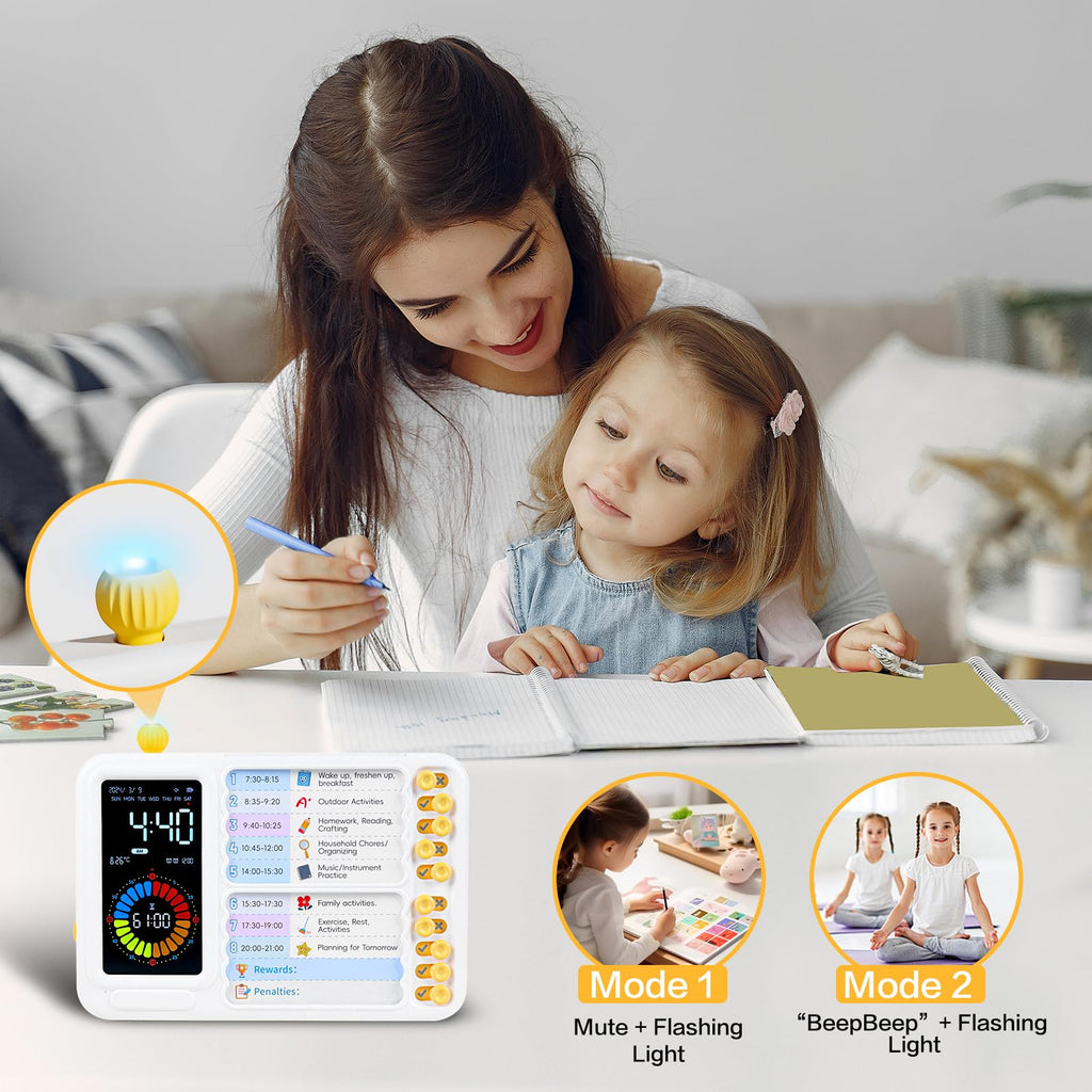 12/24 Hour Switching Visual Timer & Task Management Tool for Kids, ADHD & Autism Self-Regulation Support with 99-Minute Countdown