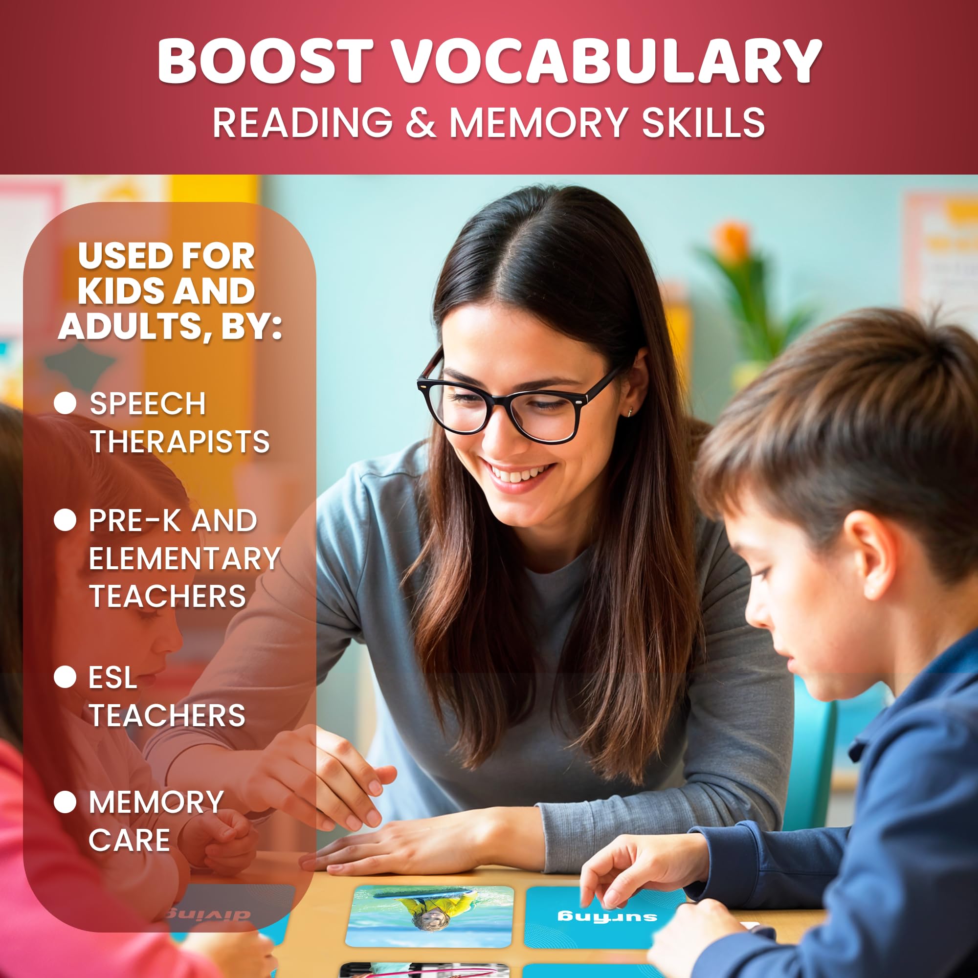 Flash Cards for Speech Development, Vocabulary Learning Set for Kids, Teachers & Parents