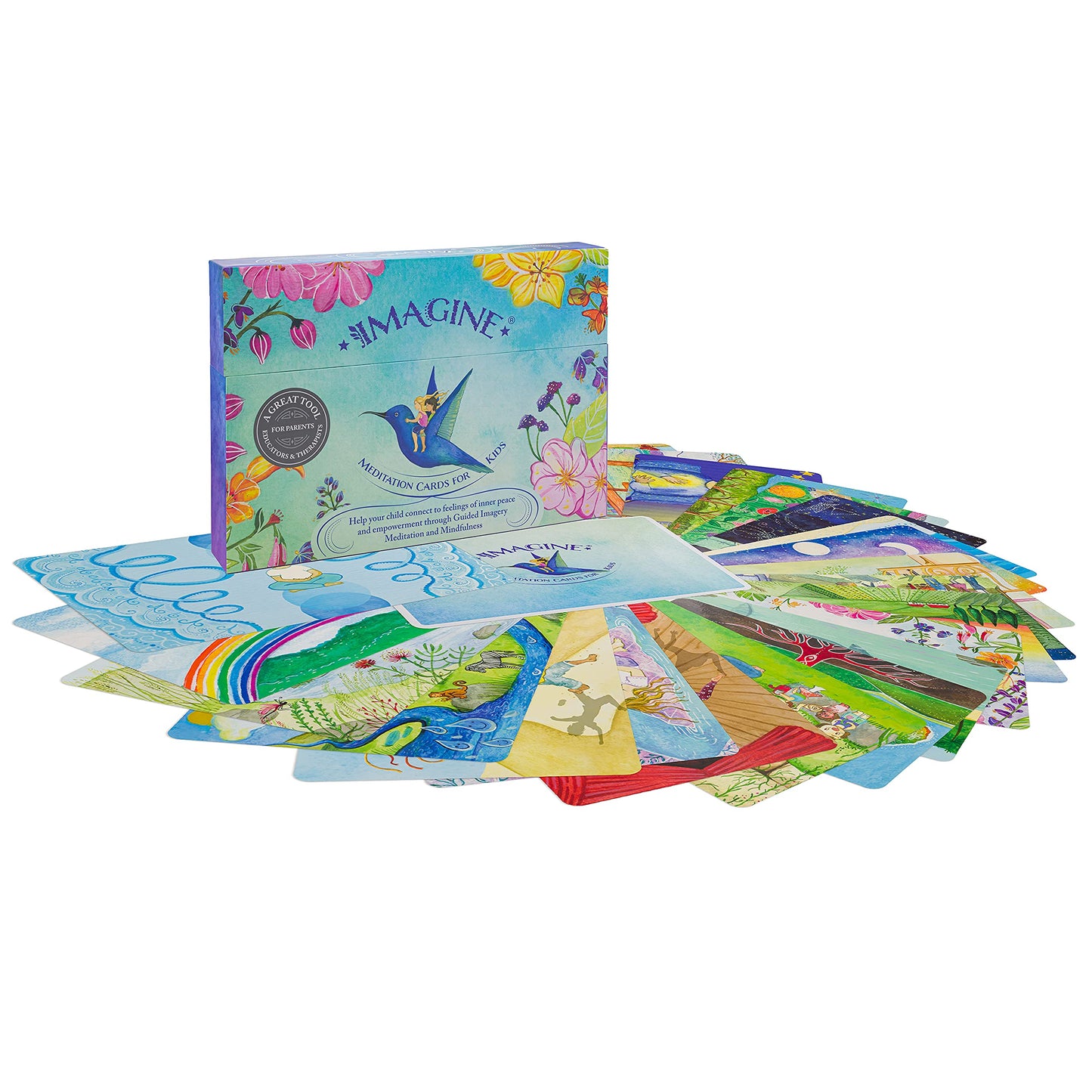 Mindfulness Meditation Cards for Kids, XL Guided Breathing & Relaxation Activity Set for Focus, Calm & Emotional Wellbeing