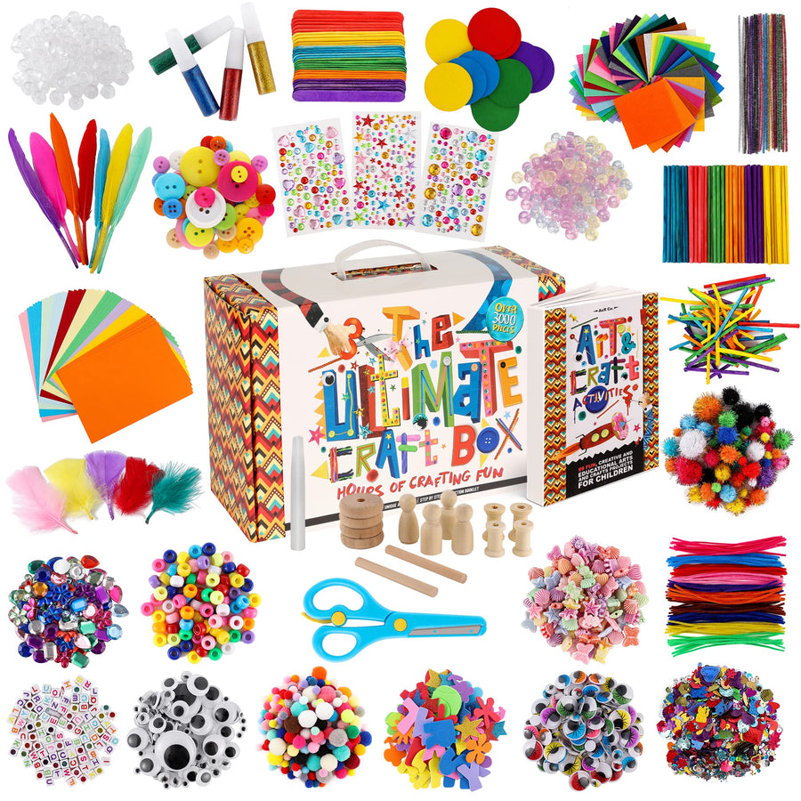Arts & Crafts Supplies Kit for Kids, Bulk Creative DIY Art Set with Craft Materials for Fun Learning Projects