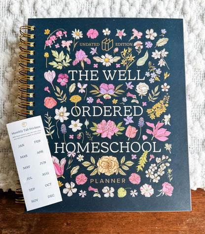 Homeschool Planner, Undated Weekly & Monthly Academic Organizer for Up to 5 Children, Habit & Goal Tracking Spiral-Bound Journal