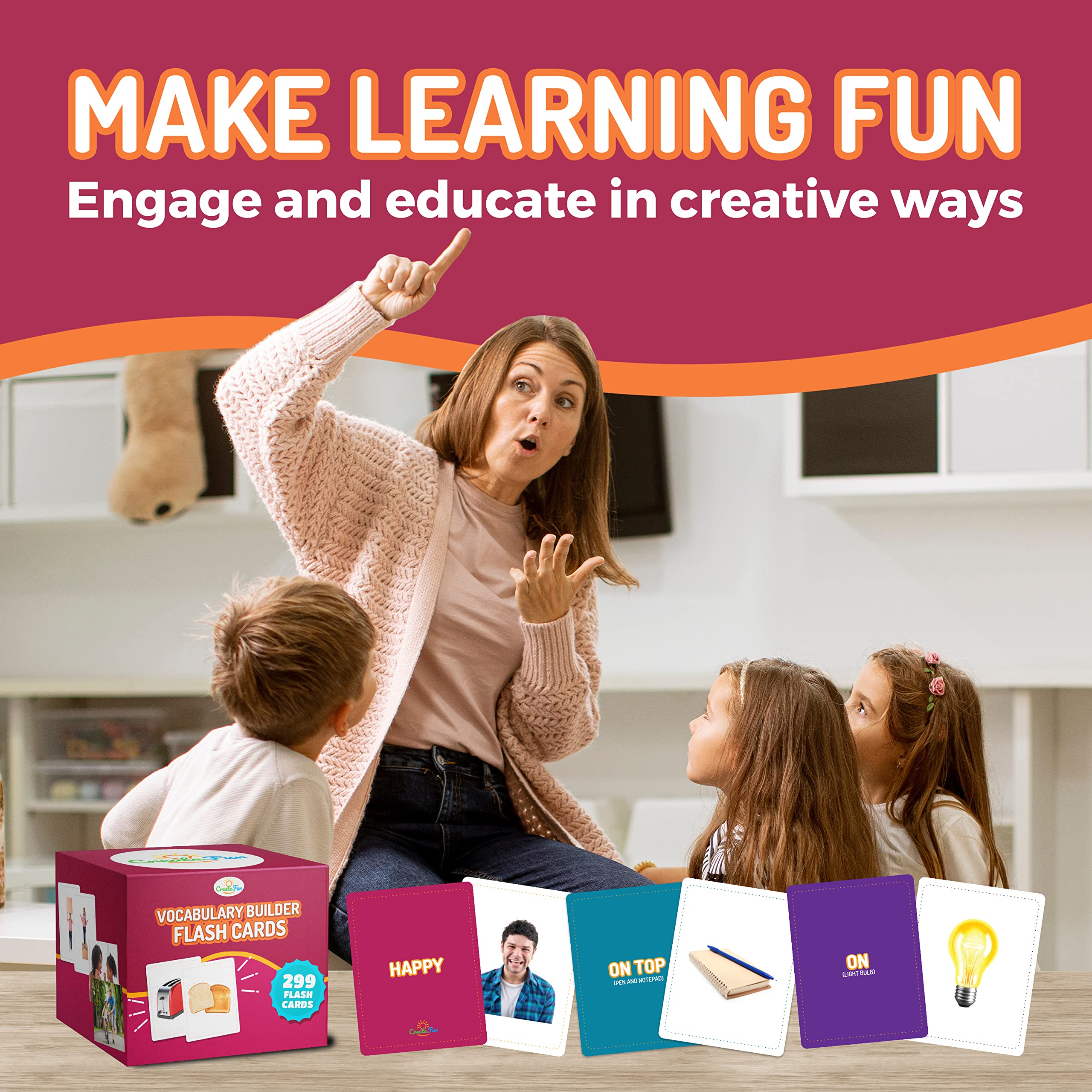 Flash Cards for Vocabulary Building, 6-Pack Educational Photo Learning Set for Kids & Speech Therapy (300 Cards)