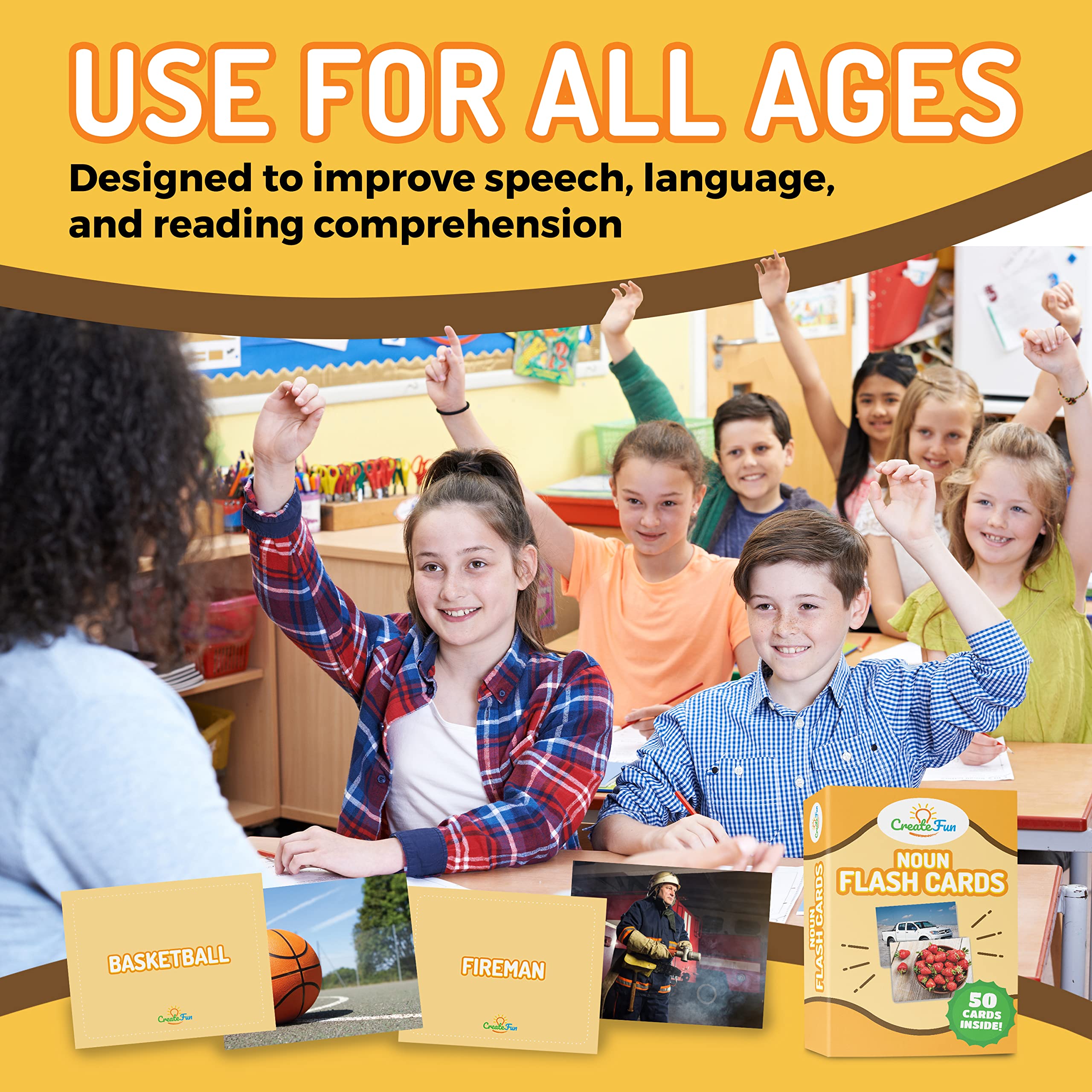 Noun Vocabulary Flash Cards for Kids, ESL Speech Therapy & Preschool Learning Set (300 Photo Cards)